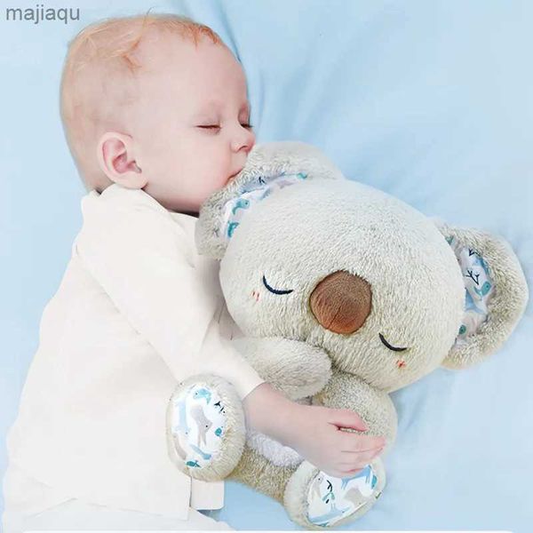 Bonecas de pelúcia respirando koala bebê calmante boneca de pelúcia sono macia e brinquedo musical de companheiro com luz recém -nascida sensorial confortável de presente