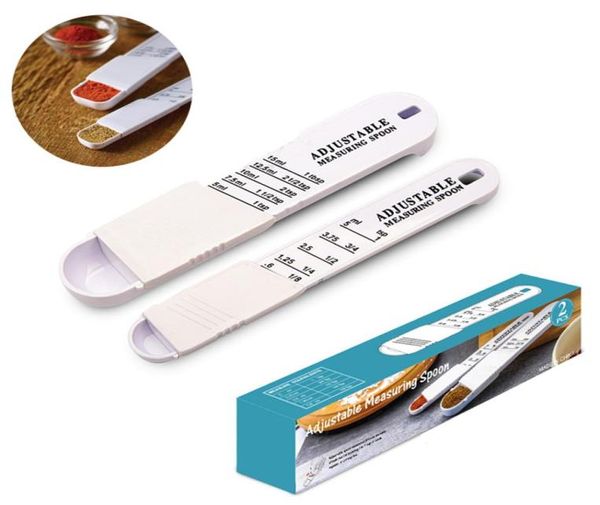 2pcsset Ayarlanabilir Plastik Kahve Ölçüm Aletleri Aletler Teaspoon yemek kaşığı baharat Pudra Şekeri XBJK21043455920