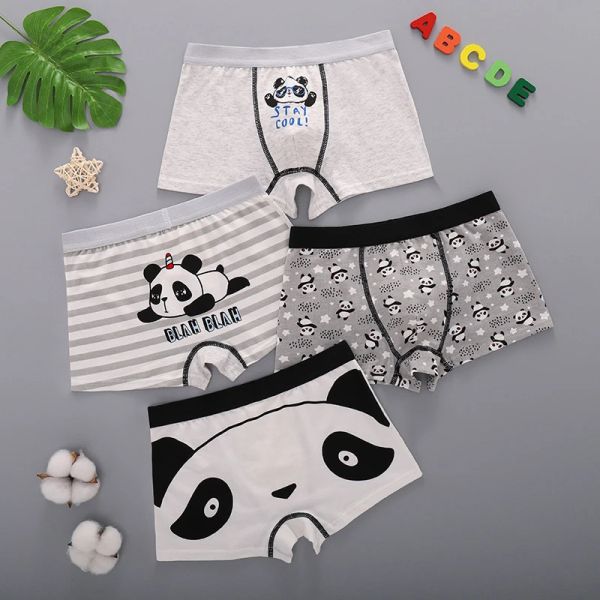 Unterwäsche 4pcs Kinder Jungen Unterwäsche süßer Panda Print Kleinkind Cartoon Tierländer für Kinder Kinder Teen Underpant 2 12 Jahre