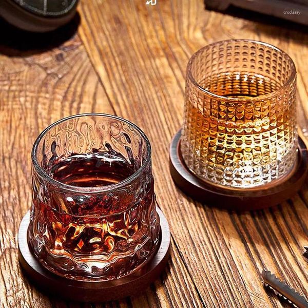 Bicchieri da vino whisky creativo cocktail rotanti durevoli cocktail di brandy tazza di succo di tè per tè per bevande bicchiere di vetro