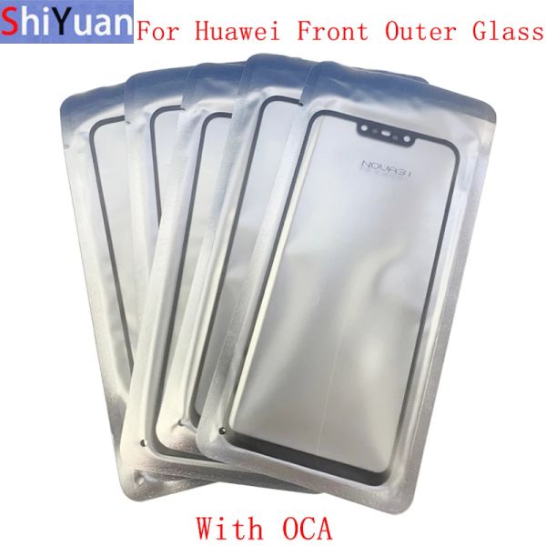Фильтры 5pcs Передняя верхняя стеклянная линза сенсорная панель для Huawei nova 4 3 3i P20 P20 Pro P Smart наслаждается 20 Y9 2019 Стеклянный объектив с OCA