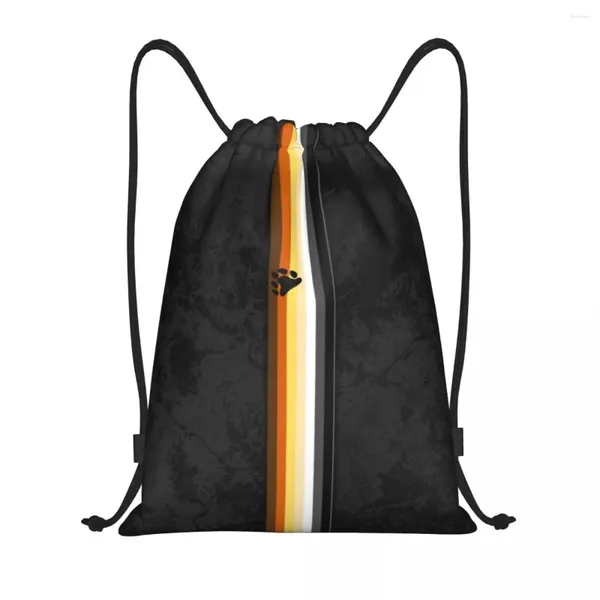 Aufbewahrungstaschen benutzerdefinierte Distressed Gay Bear Pride Flagge Streifen -Kordelbeutel Frauen Männer Leichtes Sport Fitnessstudio Rucksack