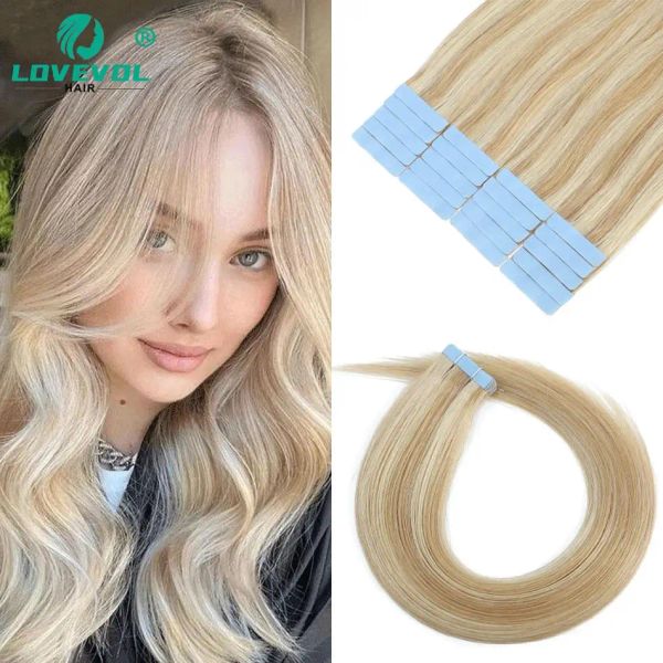 Verlängerungen Geraden Klebeband in Haarverlängerungen natürliches menschliches Haar europäisch 100% Remy Hair Tape Ins Balayage Blonde Haare für dünne Haare von Frauen