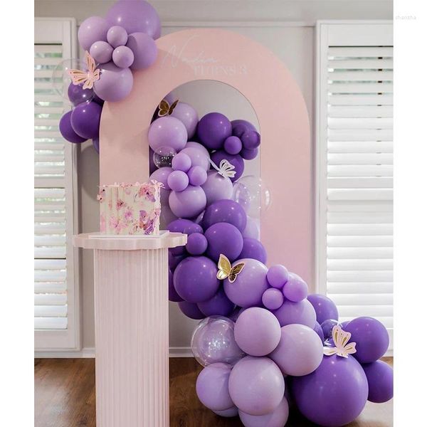 Decorazione per feste 87pcs Balloon viola Arch Garland Kit Violet Lavender Balloon Wedding Bride Mauve Decor Baby Shower 1 ° compleanno Prodotti