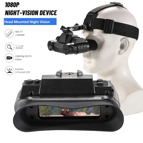 Telecamere NVGG1 Montaggio della testa Night Vision Goggles 1x Optical Extra Wide View Covert 940nm IR FHD CAMPO DI CAMPO DI CAMPO DI CAMPIO Digital Visione notturna