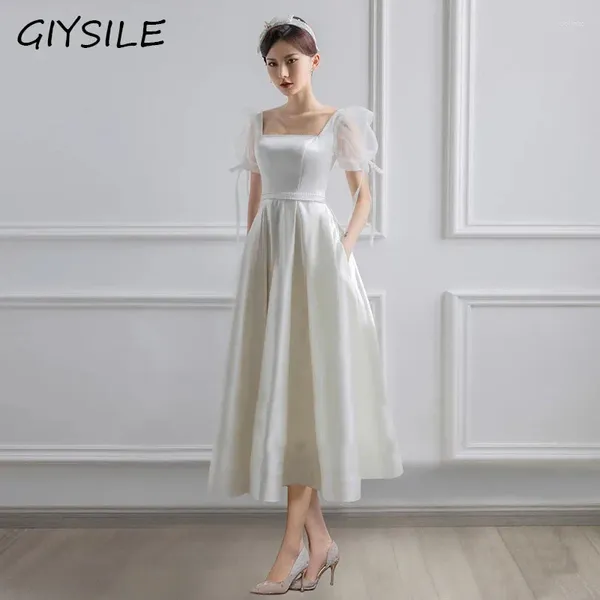 Вечеринки Giysile Little White Dress Dignied French Light Wedding Sadving Satine Daily Complete Prom Tight