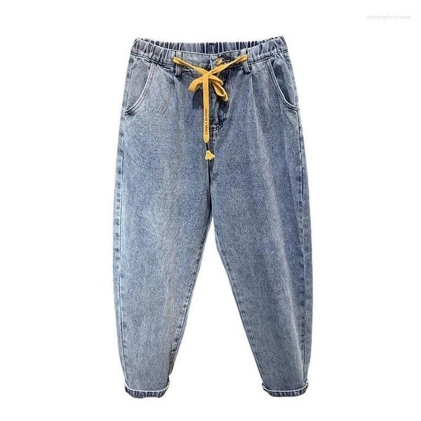 Marchio di moda jeans maschile luce elastica in vita elastico a 9 punti sciolto e versatile estate affusolata piccola tendenza dei pantaloni Harlan
