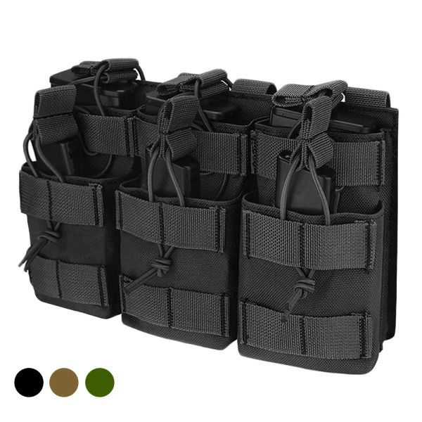 Holster Taktischer Mollle Beutel Triple Magazine Beutel Doppelschichtmagbeutel Universal Patronenhalter für M4 M14 M16 AK AR