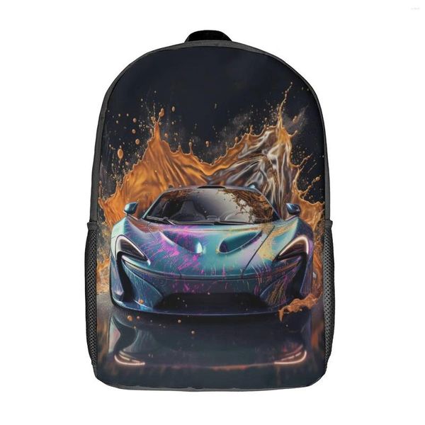 Rucksack leistungsstarke Sportwagen Explosion Flüssige Splash Männer Polyester Outdoor Rucksäcke Leichte Spaß High School Taschen Rucksack