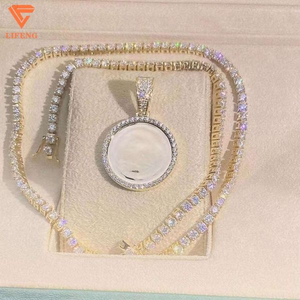 Hip hop takı kolye elmas moissanite tenis zinciri özel resim fotoğraf kolye
