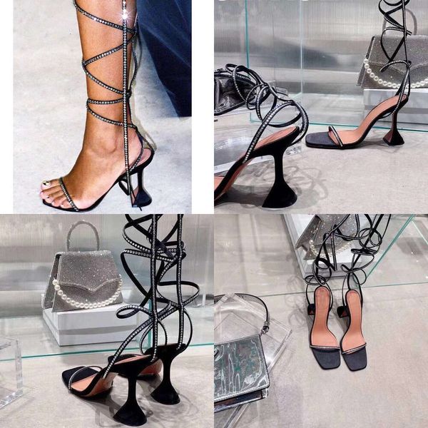 Rhinestone Sexy Knee High Gladiator Sandals Women Lace Up Ladies Party Party Sapatos de boate Sapaty Sapather Shoe para mulher