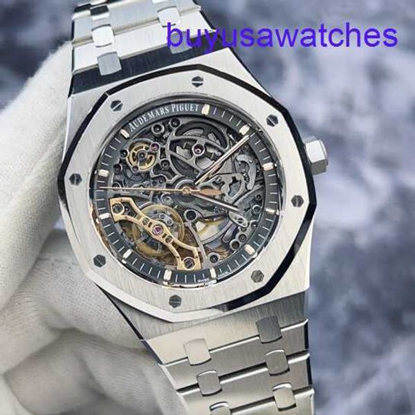 Calendario AP Orologio da polso Royal Oak Series 15407st Hollow Dial 41mm Double Swing Rare Eccellente orologio da uomo meccanico automatico