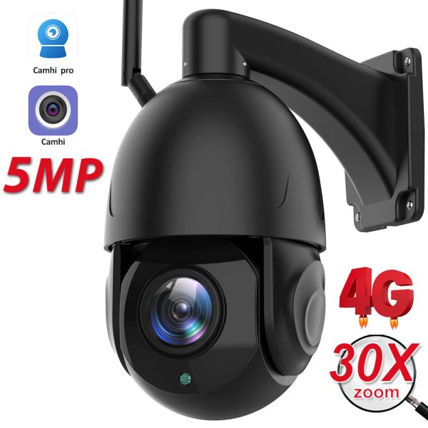 Câmera de câmeras 5mp HD Câmera IP 4G SIM Cartão 30x Câmera de Wi -Fi Optical Wi -Fi PTZ Speed Dome de velocidade CCTV H.265 rastreamento automático CAMHI