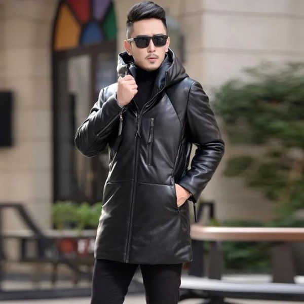 Jackets Winter New Brand Brand Men's Korean Plus Size Coats Male Jaqueta de couro longa Men quente Capuz Duck White Down Outwear moda Jackets