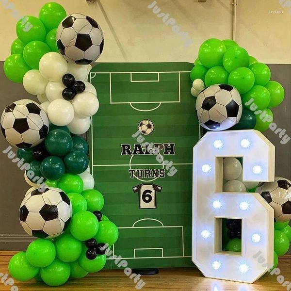 Украшение вечеринки зеленые воздушные шарики Гарленда футбольные матовые черные шар -шар -арка детские поставки день рождения 4d футбольная фольга Globos