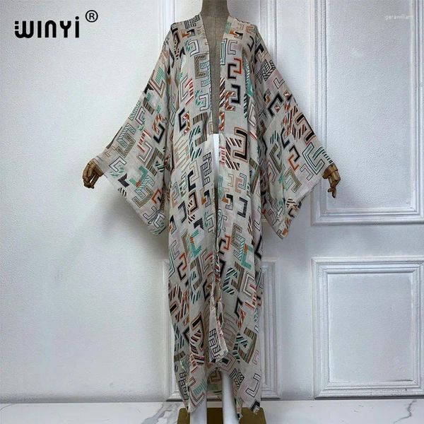 Sommer Kimono Beach Wear Women 2024 Africa Kleid Bikini Deck up adjigan boho Druckmantel Abaya Dubai Luxus Muslim Kaftan