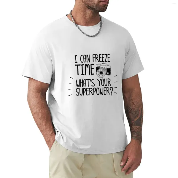 Polos masculinos Pógrafos I Can Freeze Time Pograph T-Shirt Sports Fãs Funnys Mens White T camisetas