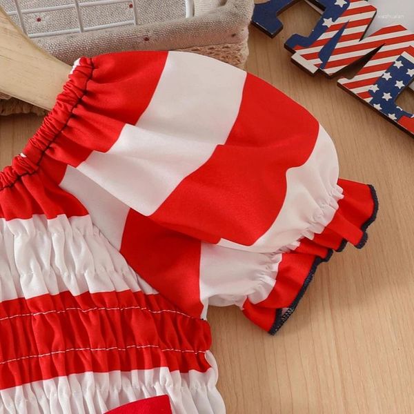 Mädchenkleider Kleinkind Baby Girls 4. Juli Kleid Puffärmel Amerikaner Flagge Sundress Star Print Bow Unabhängigkeitstag