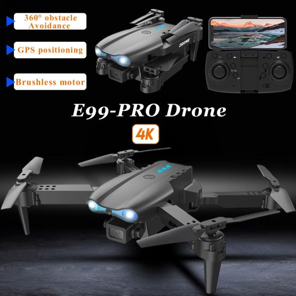 Drone E99 Kamera Professional 4K HD Çift Kamera WiFi Optik Akış Dron Engel Kaçınma Hava Fotoğraf Çarşı Quadcopter