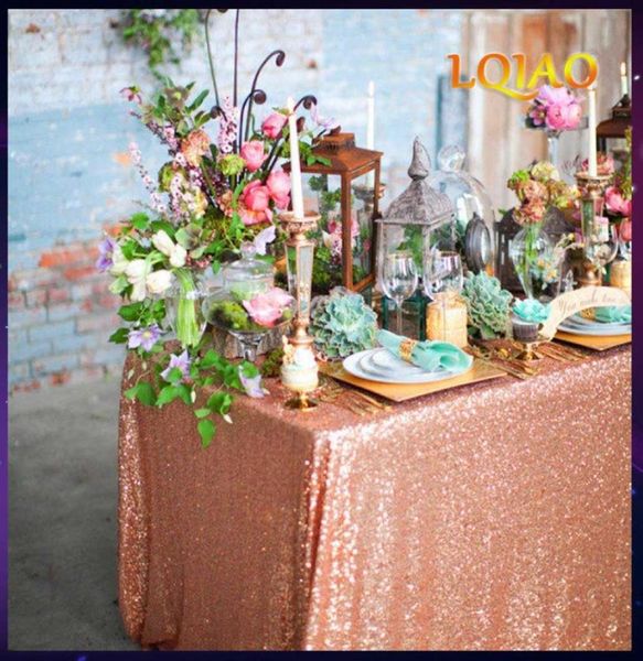 120x200cm120x400см блестящий блестки Прямоугольная скатерть розового золота на столовую ткань для свадебной вечеринки Рождественская украшение F13482785