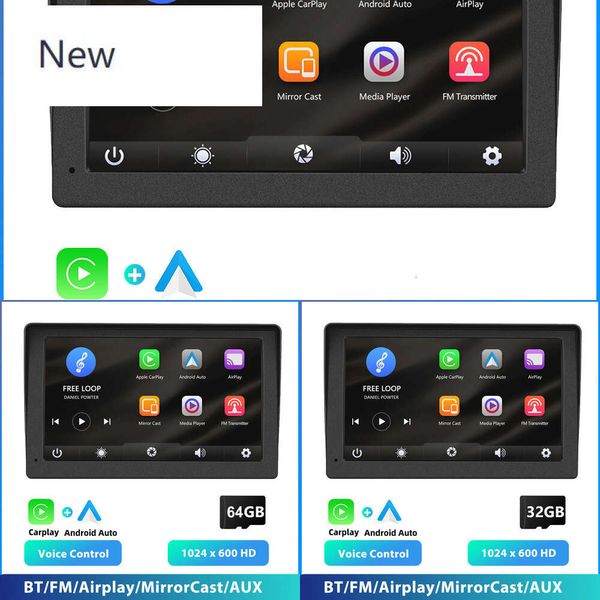 Yeni Universal 7 '' HD MP5 Akıllı Oyuncu Airplay Carplay Android Otomatik Ses Kontrolü Dokunmatik Ekran Monitörü