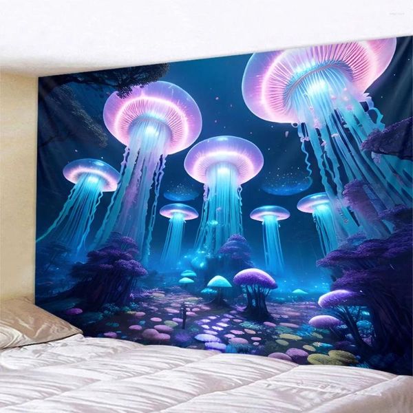 Tapestres Fantasia paisagem tapeçaria parede pendurada água -viva boêmia decoração caseira kawaii hippie quarto arte