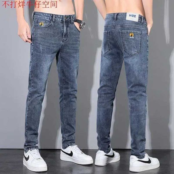 Jeans masculinos Novo designer de luxo de moda, jeans de rua coreano de luxo masculino de gola alta calça de golfe clássica casual calça de algodão 240423