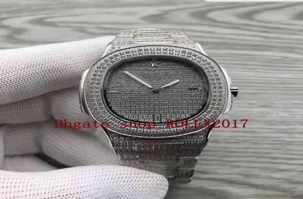 Luxury Men039S V3 ETA CAL324SC MENS INIFERA ATTENITO INIGLIO CHIESA DI BRACELLA DELLA Diamond Full Diamond 5719 Uomini 40mm trasparente WATC1888000