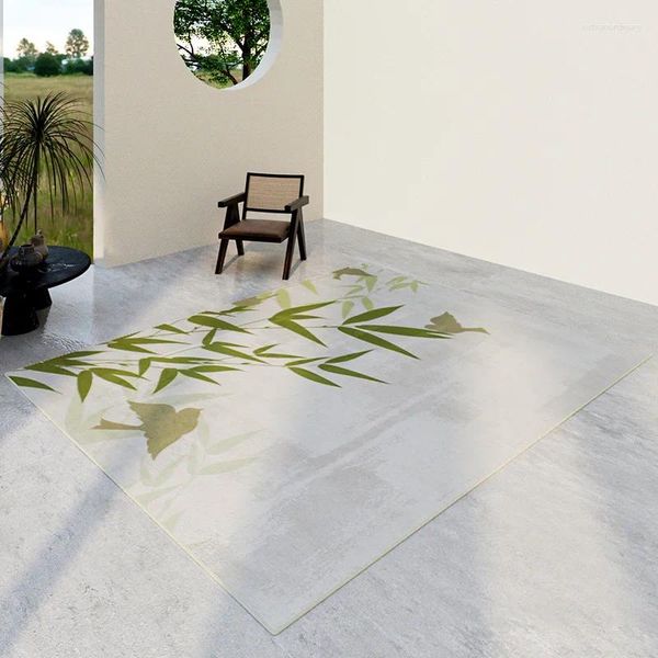 Teppiche chinesischer Stil Bambusblatt Teppich Leicht Luxus Wohnzimmer Schlafzimmer Bodenmatte Badezimmer Nicht -Slip -Eingangstür