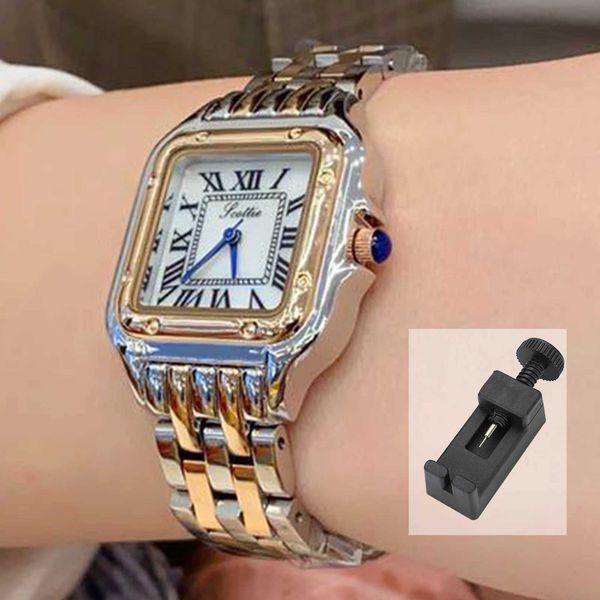 Наручительные часы Новая мода Элегантная девочка, стальные стальные водонепроницаемые часы Водонепроницаемые новые женские часы Quartz 240423