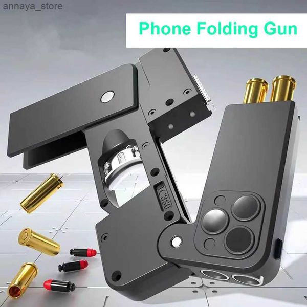 Gun Toys Shell ejetando armas de brinquedo preto para adultos meninos dobrando a pistola de iPhone que parecem reais dobradores de telefone celular dropshippingl2404