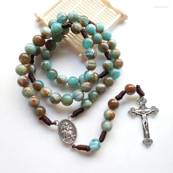 Чокер для перекрестного религиозного плетения католики католики пять кулон христианского ожерелья Иисуса Женщины Женщины