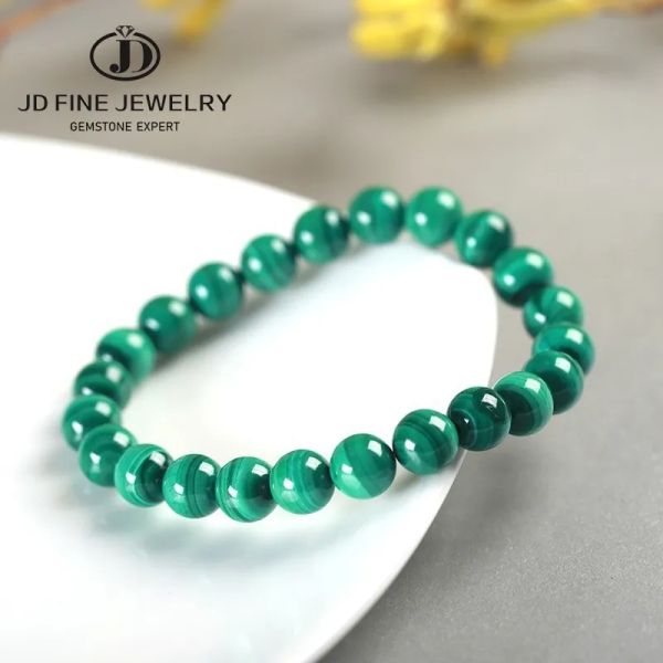 Fios naturais semi -preciosos de pedra redonda contas de malaquita Bracelete cor verde 6 mm/8mm/10mm Tamanho para escolher Lucky Amulet Oração