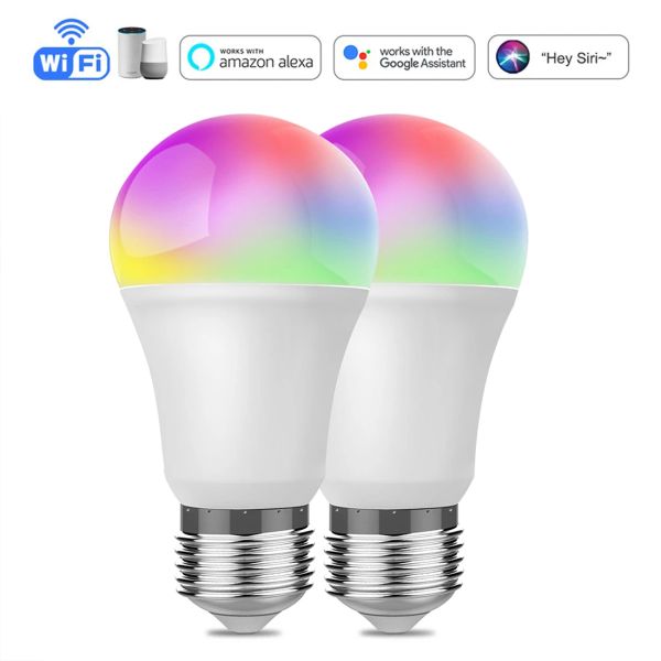 Controle Novo Tuya Ewelink Smart Bulb WiFi E27 9W LED RGB LAMP Dimmable Timer Função Magic Bulb Work With Alexa Google Home Yandex Alice