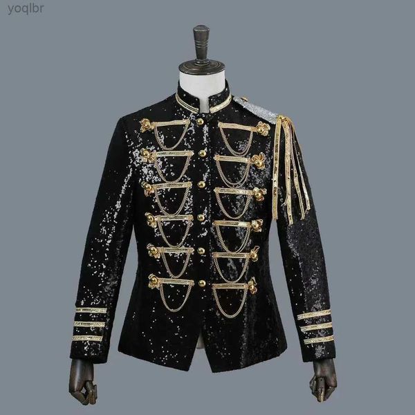 Мужские куртки мужская кисточка для скинков для скидки ночной клуб Mens Mens Band Rock Singer Dance Stage Costume Plus Size S-5xl Black Silver Redl2404