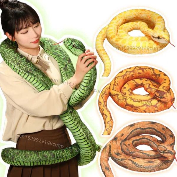 Bambole peluche pitone artificiale peluche peluche long serpente giallo arancione python giocattolo peluche decorato le decorazioni per le vacanze in casa 2404