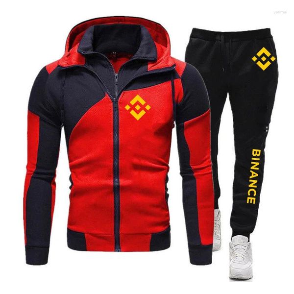 Traccetti da uomo 2024 uomini Binance Crypto Printing Diagonale Zipper Fashion Trackie con cappuccio con felpa con felpa casual Comotte Farpetti per pantaloni per pantaloni