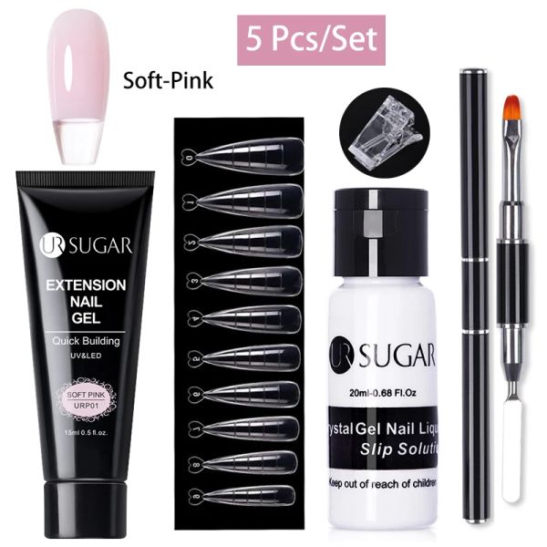 Kits ur Sugar 15ml Schnellverlängerung Nagelgelkit für Maniküre Acryl -Schlupflösung klare Farbgel -Verlängerung Nagelwerkzeuge Set Set