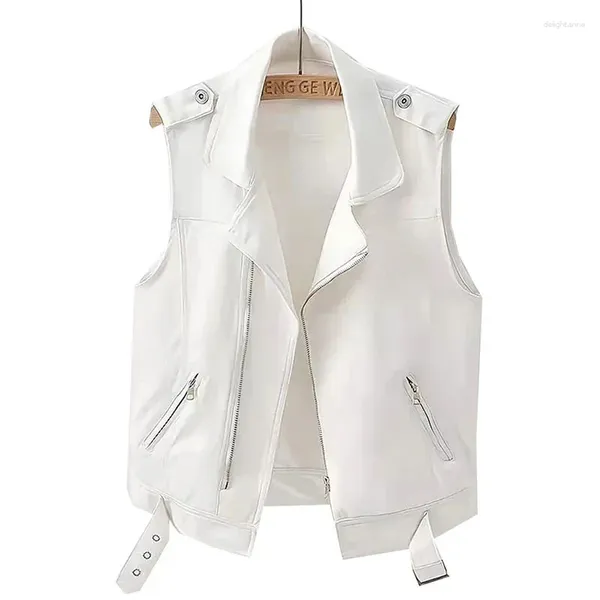 Frauenwesten 2024 Denim Tank Top Jacket Fashion Spring Sommer Reißverschluss weiße ärmellose Tops weibliche Jeansmantel