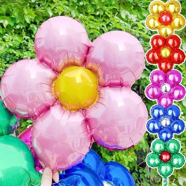 Decoração de festa 20/5pcs balão de flores de cinco petações Multicolors Flores Balões de alumínio