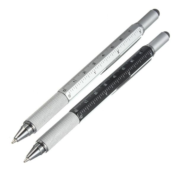 Penna a sfera a sfera a sfera per utensile a livello di righello a livello di cacciavite multi -funzione con uno stilo superiore e scala per lo strumento touchscreen Pen19064442