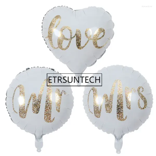 Party -Dekoration 500pcs 18 Zoll Briefballons Gold Glitzer Herr Frau White Foil Hochzeitstag Braut