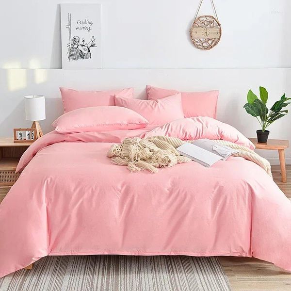 Set di biancheria da letto 2024 a cinque stelle el homestay cotone puro colore solido moderno semplice set tessile a quattro pezzi