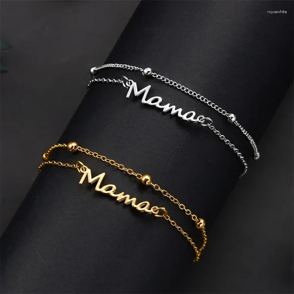 Braccialetti di fascino braccialetto per lettere mama per donne semplici colori a doppio strato a doppia catena di compleanno gioielli di compleanno della mamma regalo per la mamma