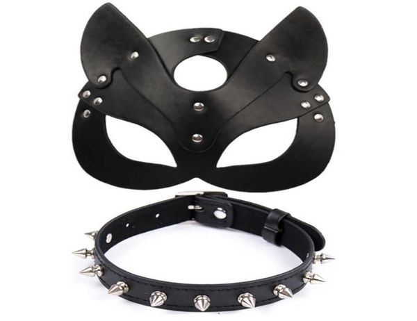 Porno Fetisch Kopfmaske Peitsche BDSM Bondage -Einschränkungen PU Leder Katze Halloween Maske Rollenspiele Sexspielzeug für Männer Frauen Cosplay -Spiele Q0816094827