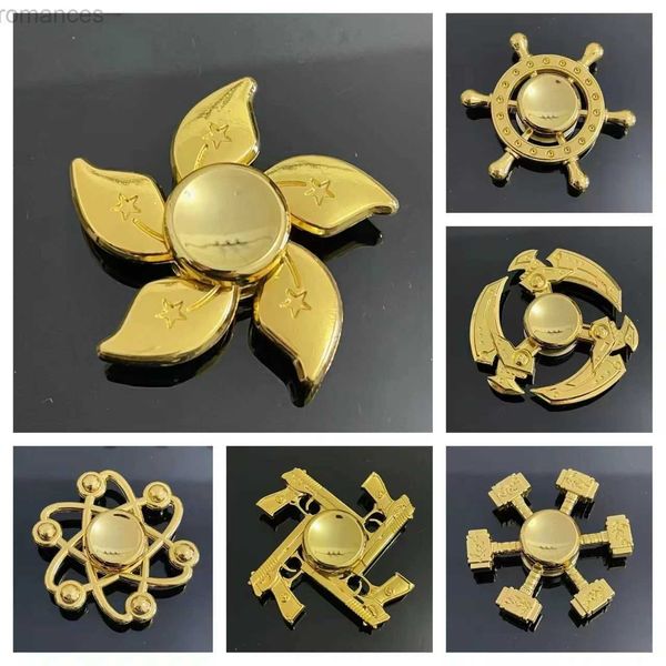 Descompressão brinquedo dedo girador de dedo frios para crianças bronze antigo metal de metal giratória superior reivindicação de tensão de descompressão brinquedo adultos fidget spinner d240424