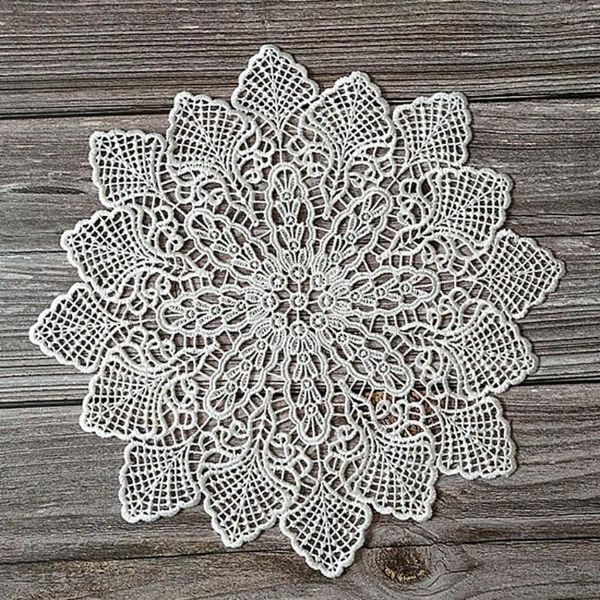 Tavolino tavolino decorazione bianca fatta a mano Crochet ricamo a tazza di fiori tappetino pad siilma placemat