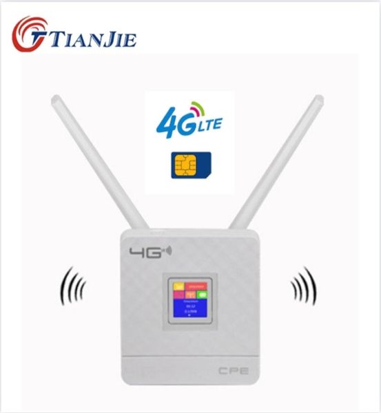 Tianjie RJ45 Wanlan Router 4G WiFi LTE разблокировать CPE 300 Мбит / с беспроводной SimcardAntennAethernet Port Spot широкополосный модем Dongle 210922522233