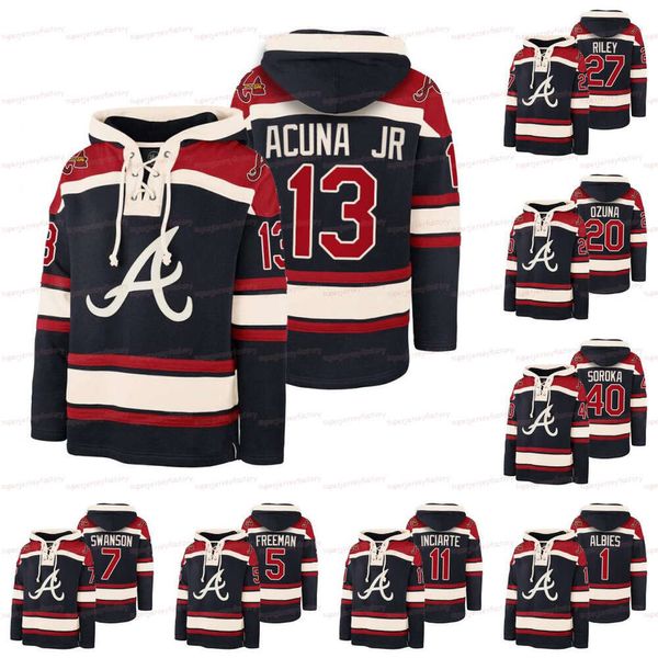 JAM 13 Ronald Acuna Jr. Legacy Hockey vintage Lacer Hoodie Freddie Freeman Marcell Ozuna Dansby Swanson Ozzie Albies Austin Riley Mike Ender Inciarte