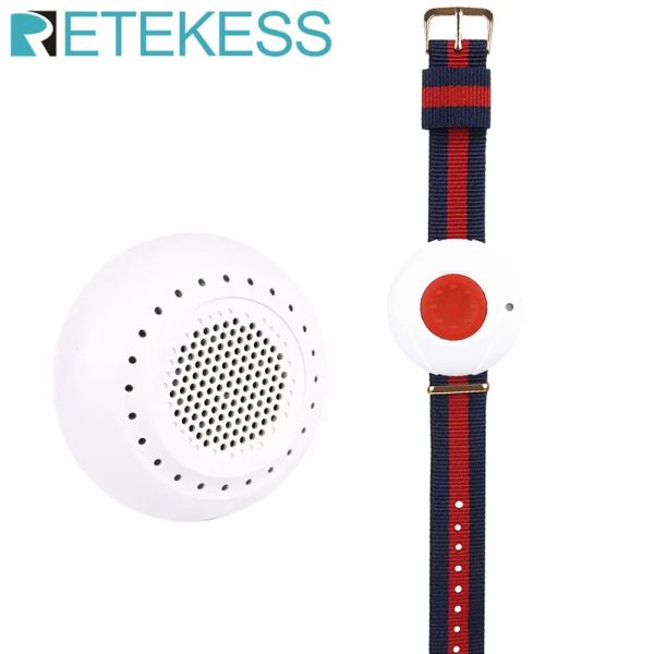 Смотреть retekess TD020 Caregiver Pager Wireless Sos Watch Кнопка звонка медсестра медицинское предупреждение о помощи пациентам для дома для дома пожилых людей